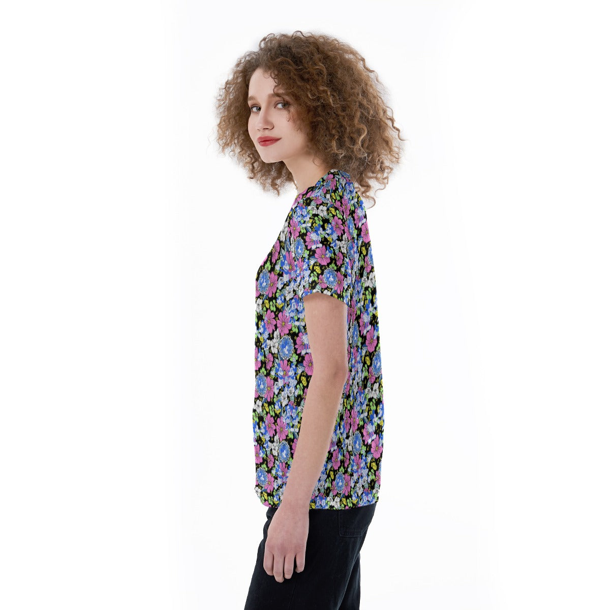 Garden Whimsy - Vintage Mouse Romancennie - Women's Short Sleeve V-Neck T-Shirt