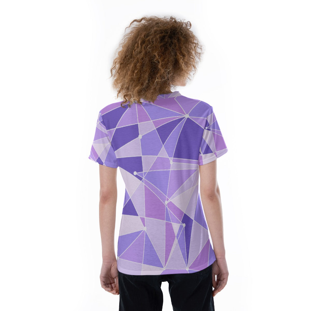 Geometric Purple Wall - Women's Short Sleeve V-Neck T-Shirt