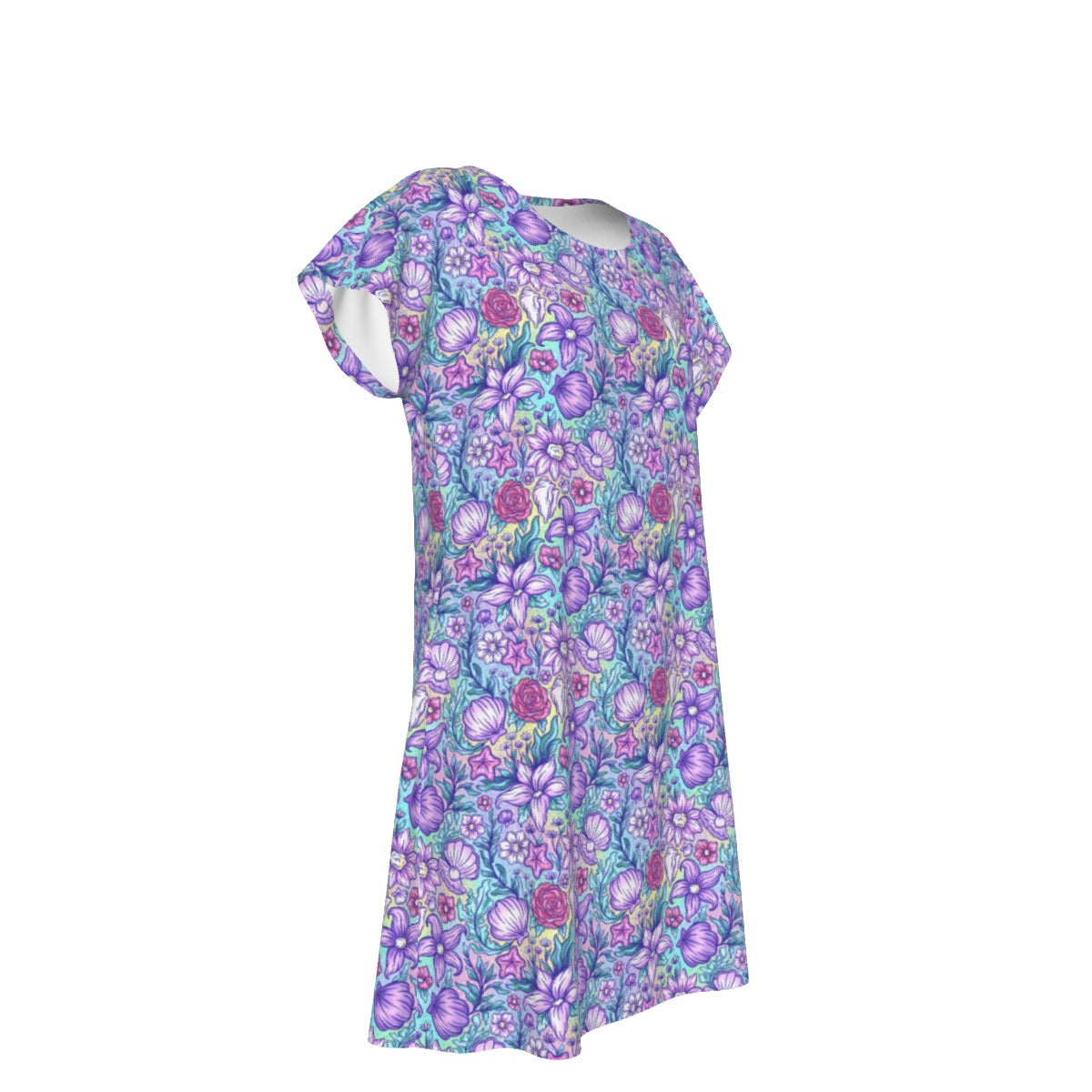 Fairytale Florals – Mermaid Princess - Women's T-Shirt Dress