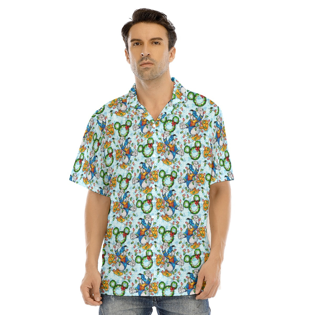 Duck’s Holiday Lights Tangleghts - Men's Hawaiian Button Up Shirt