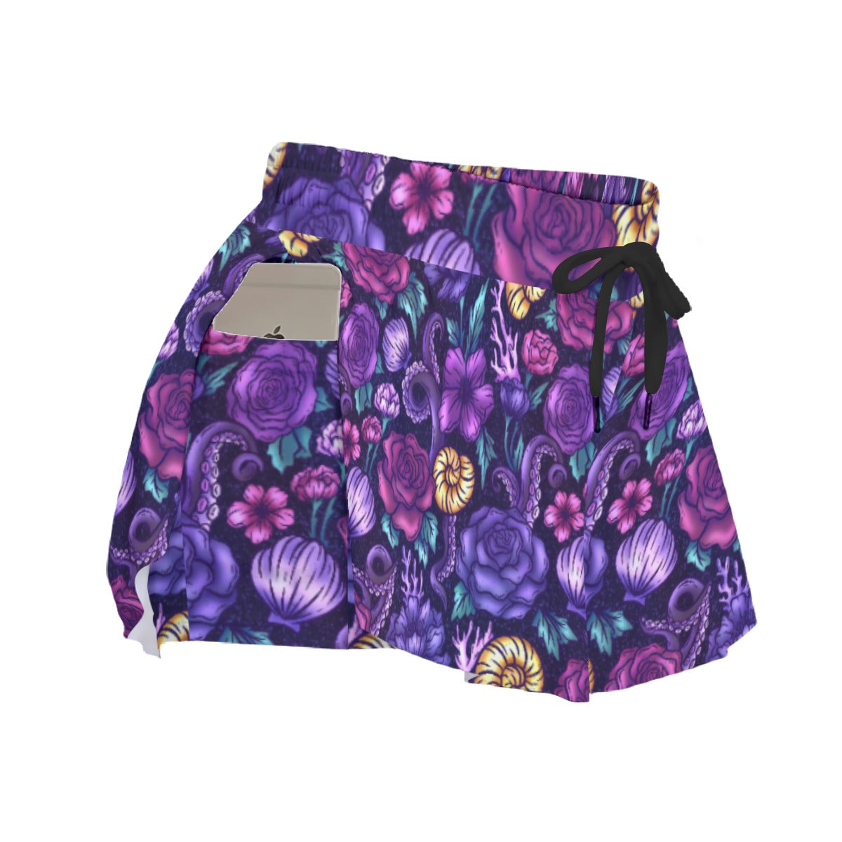Fairytale Florals – Dark Sea Witch - Women's Flowy Pocket Shorts