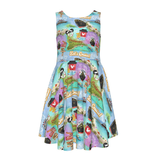 Tropical Castaway Island - Kid's Sleeveless Skater Dress
