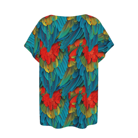 Animal Print - Macaw Parrot - Women’s Relaxed Fit Scoop Tee
