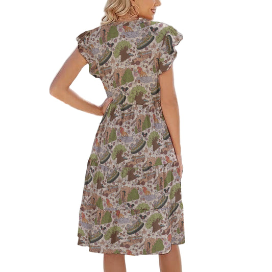 Hand Drawn AK - Women's Tiered Pocket Midi Dress