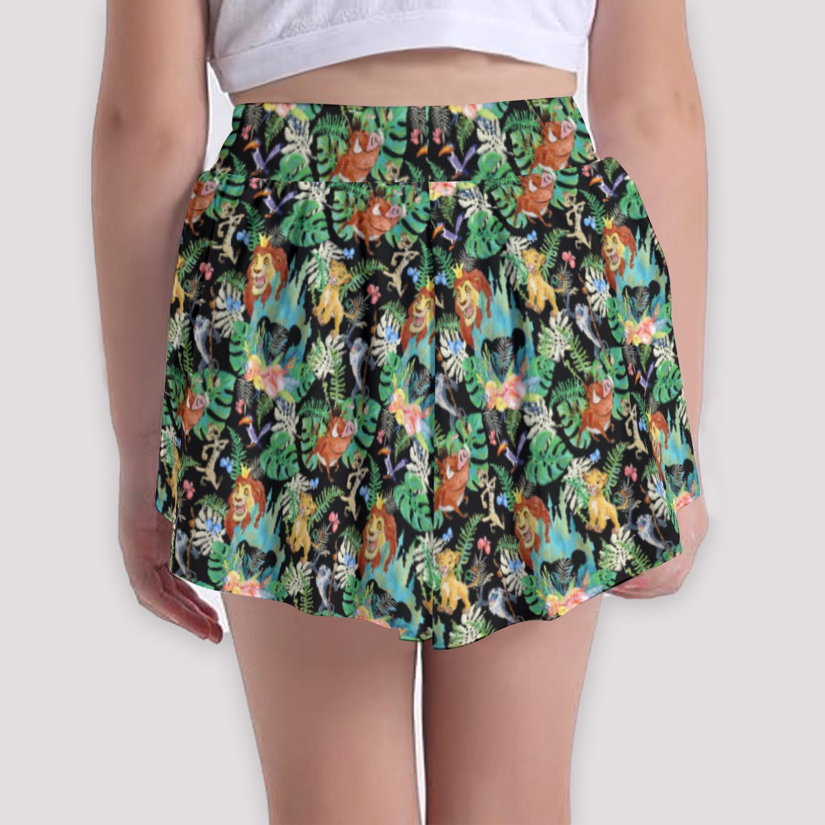 Watercolor Jungle Pride - Girls’ Flowy Pocket Shorts