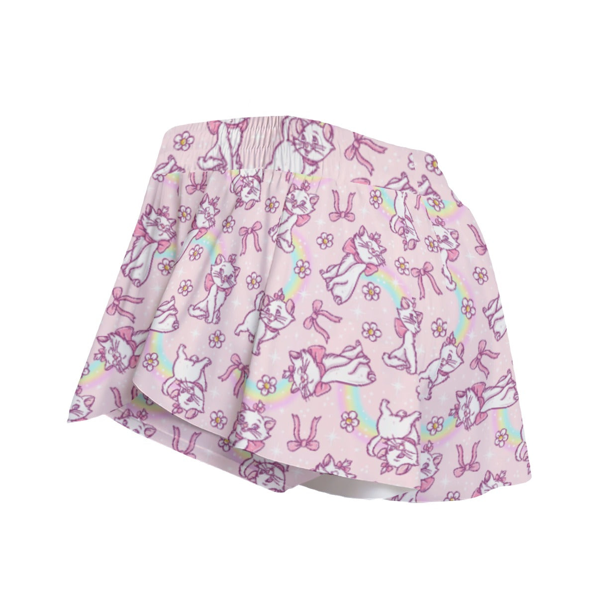 Rainbow Bow Kitty - Women's Flowy Pocket Shorts