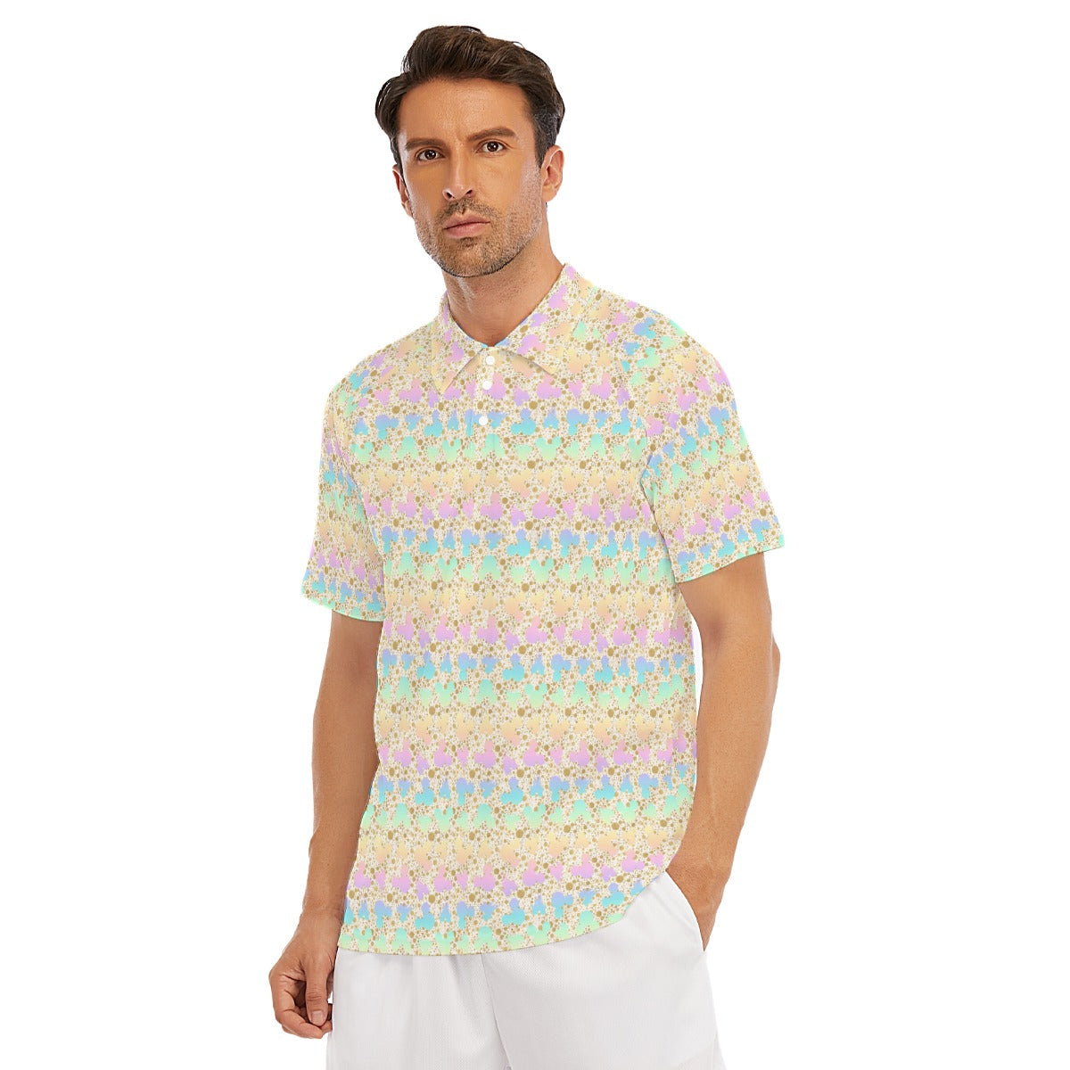 Gold Dot Rainbow Mouse Ears Castle - Men's Polo Shirt