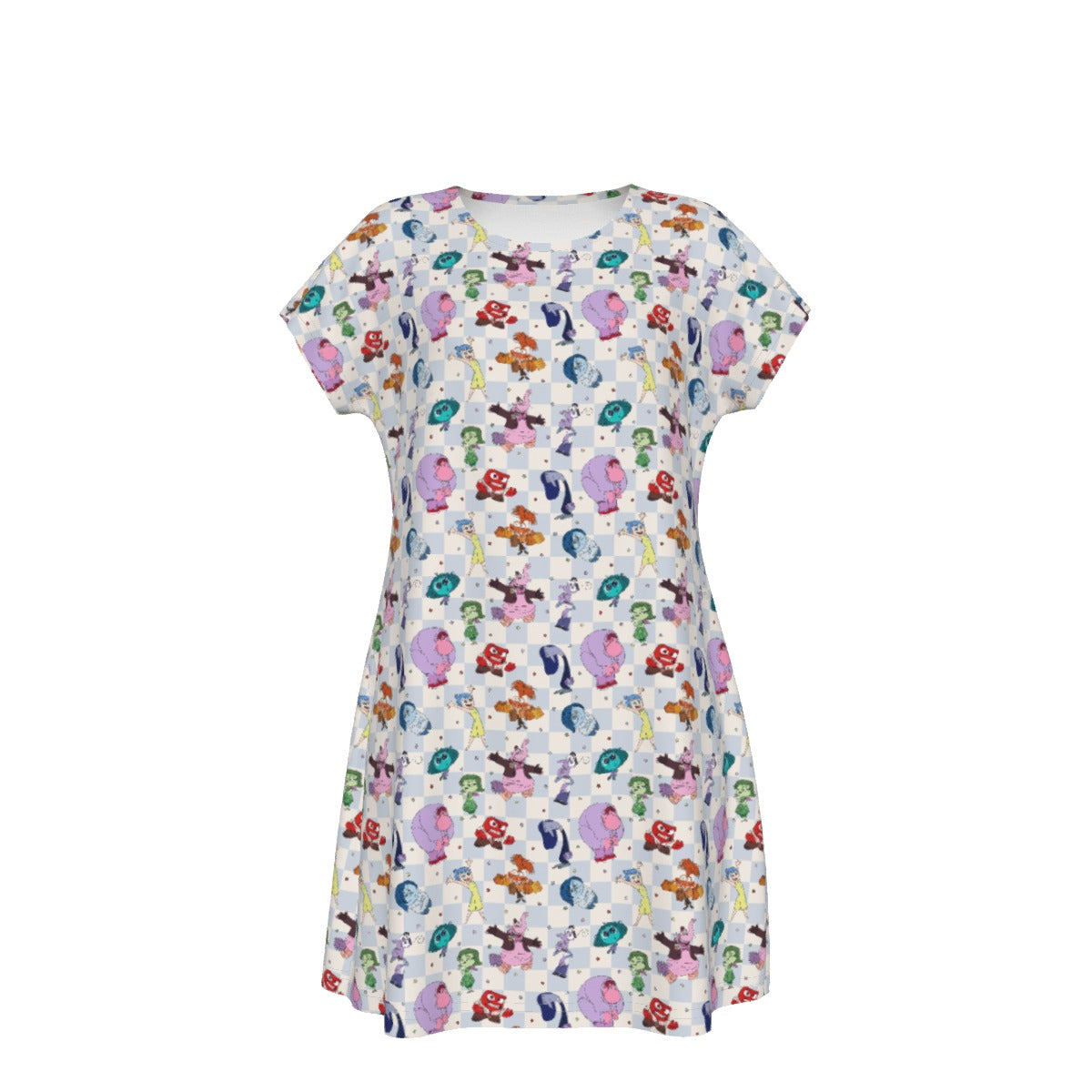 Blue Check Emotional Spectrum - Women's T-Shirt Dress
