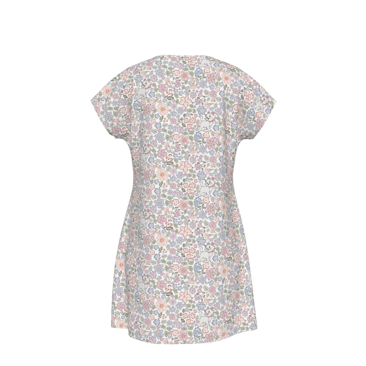 Springtime Kitten Garden Elegance - Women's T-Shirt Dress