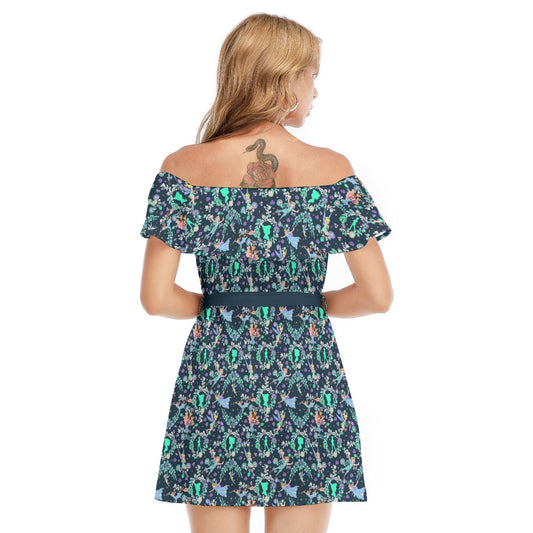 Garden Whimsy - Neverland Flight - Women's Off-shoulder Ruffle Dress