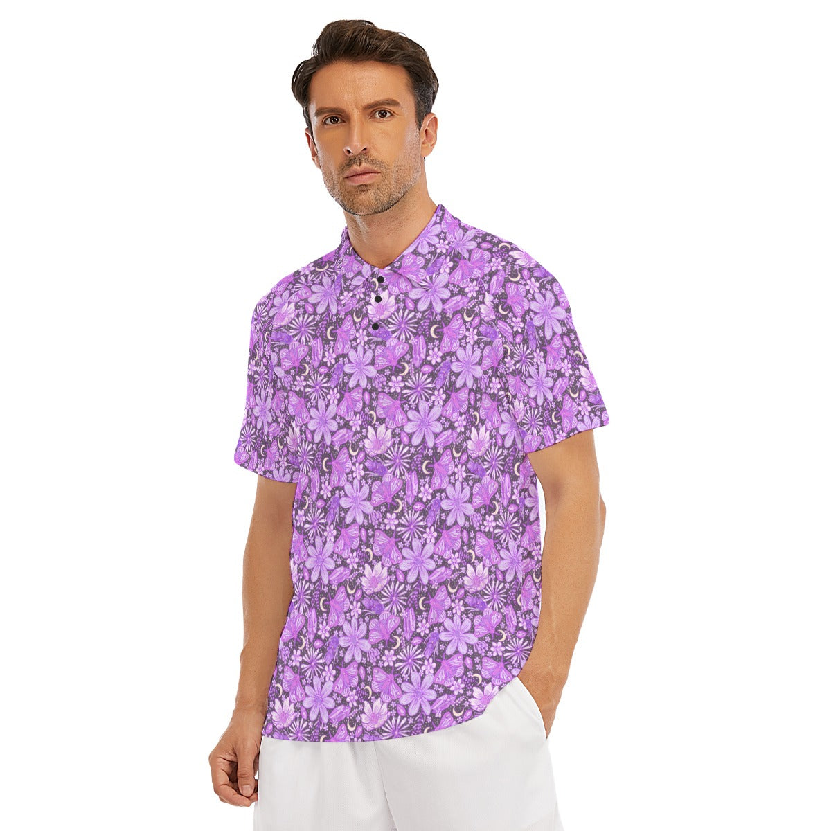 Purple Crystal Moths - Men's Polo Shirt