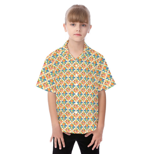 Retro Citrus Play - Kid's Hawaiian Button Up Shirt