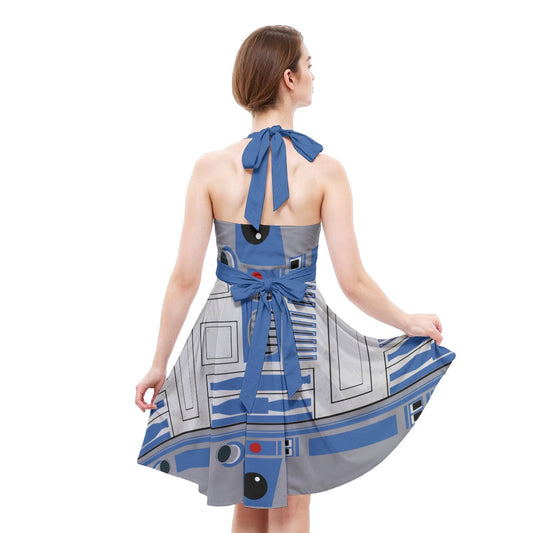 Little Blue Droid - Women's Halter Vintage Pocket Dress