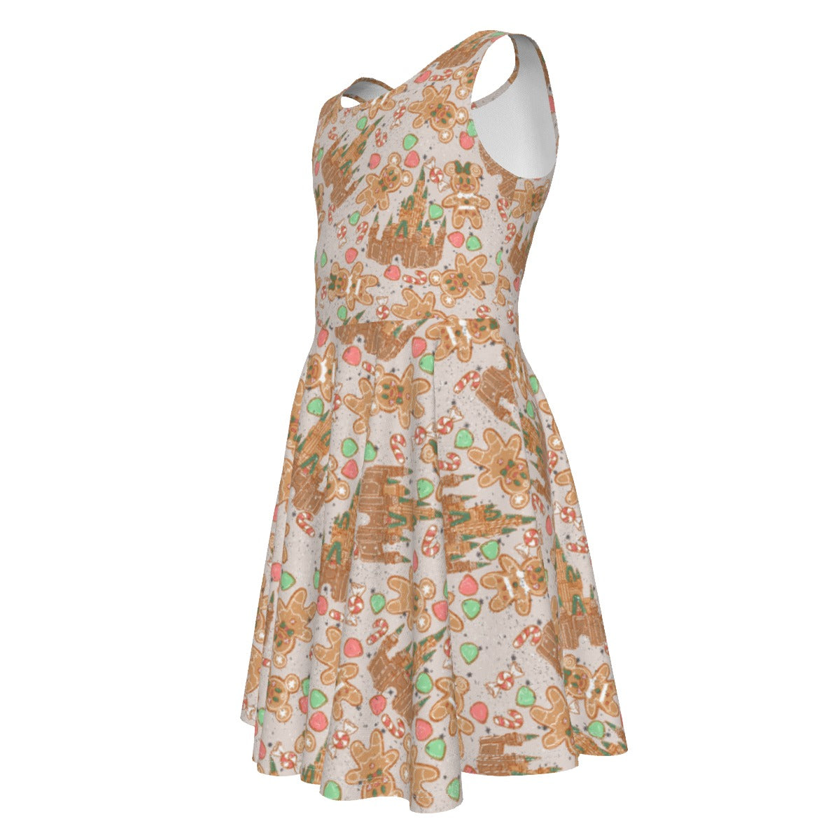 Festive Gingerbread Treats - Kid's Sleeveless Skater Dress