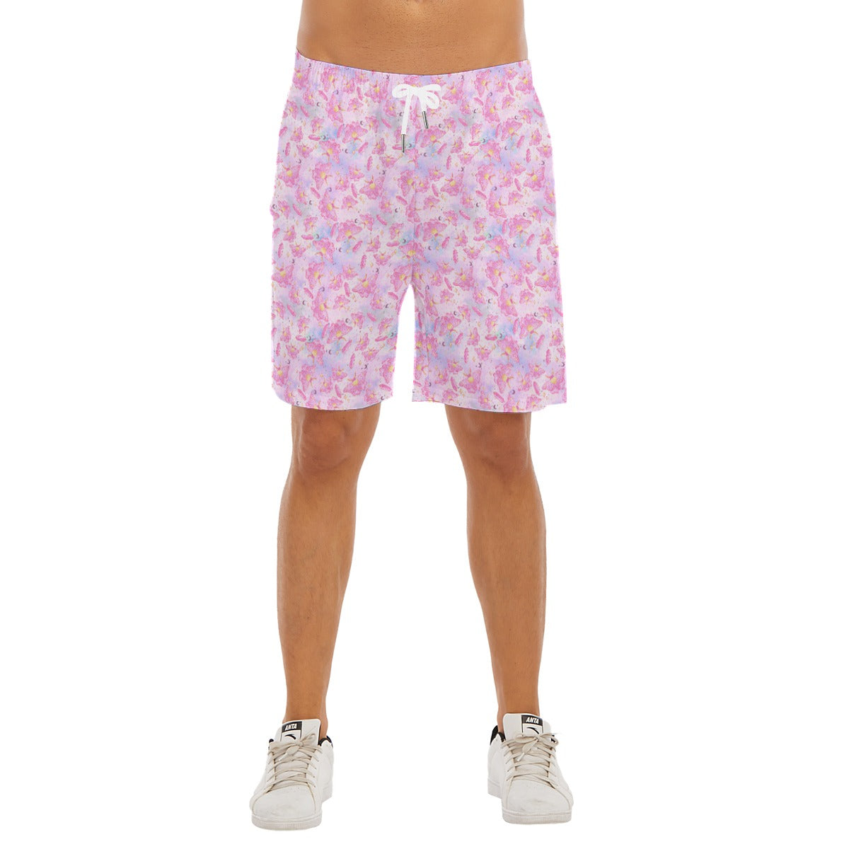 Pink Crystal Lunar Moths - Men’s Pocket Beach Shorts