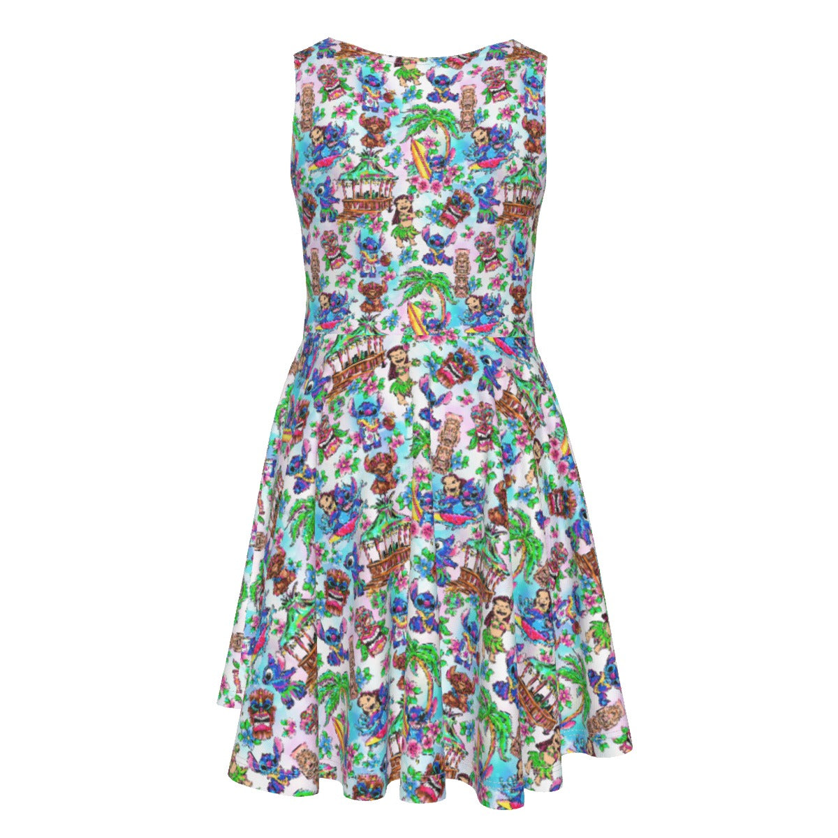 Bright Island Chaos Hand Drawn - Kid's Sleeveless Skater Dress