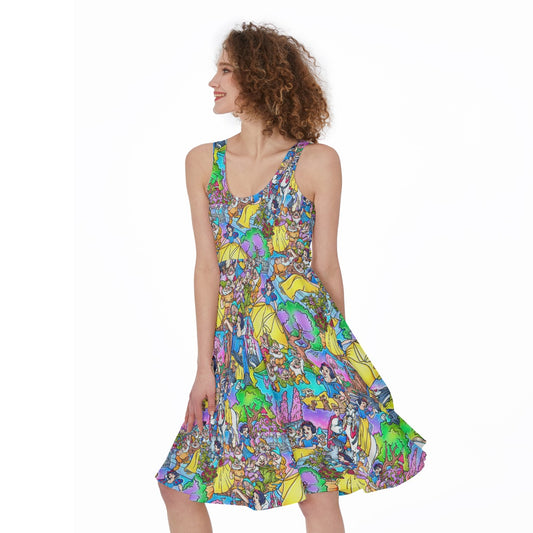 Fairest Princess Storybook Scenes - Pocket Midi Skater Dress