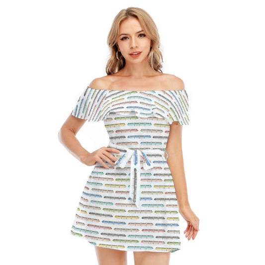 Monorail Rainbow Express - Women's Off-shoulder Ruffle Dress