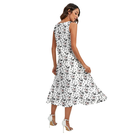 Sketch of Polka Dot Mouse - Women’s Diagonal Pocket Midi Dress