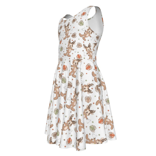 Reindeer Onesie Cheer - Kid's Sleeveless Skater Dress