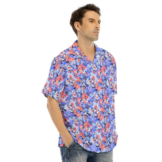 Navy Blooms Cruise - Men's Hawaiian Button Up Shirt