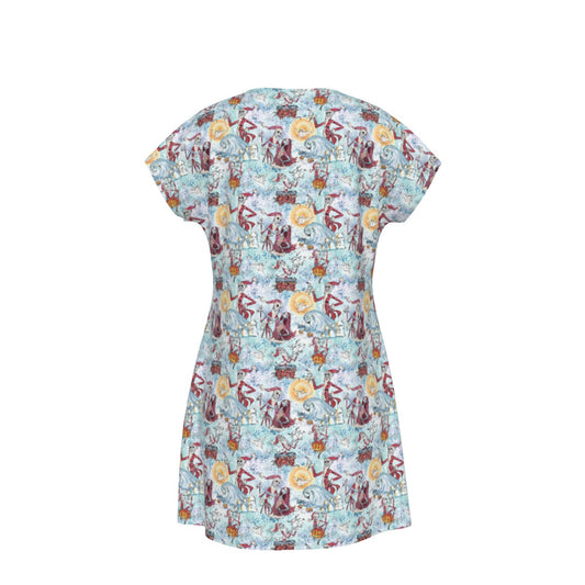 Santa Jack with Sally & Ghost Dog - Women's T-Shirt Dress