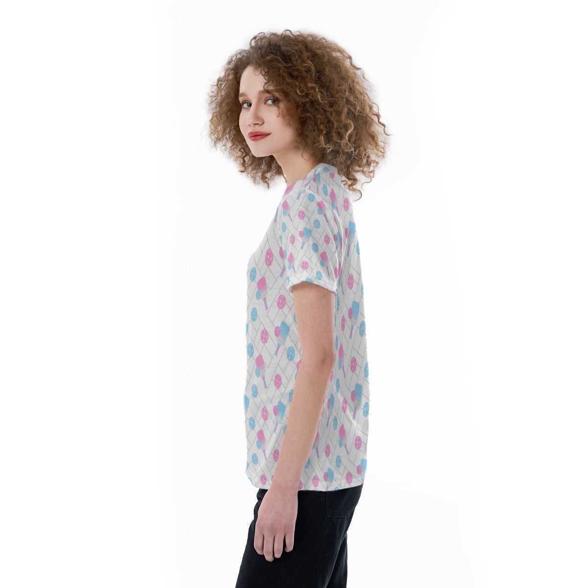 Pickleball Court Spin - Women's Short Sleeve V-Neck T-Shirt