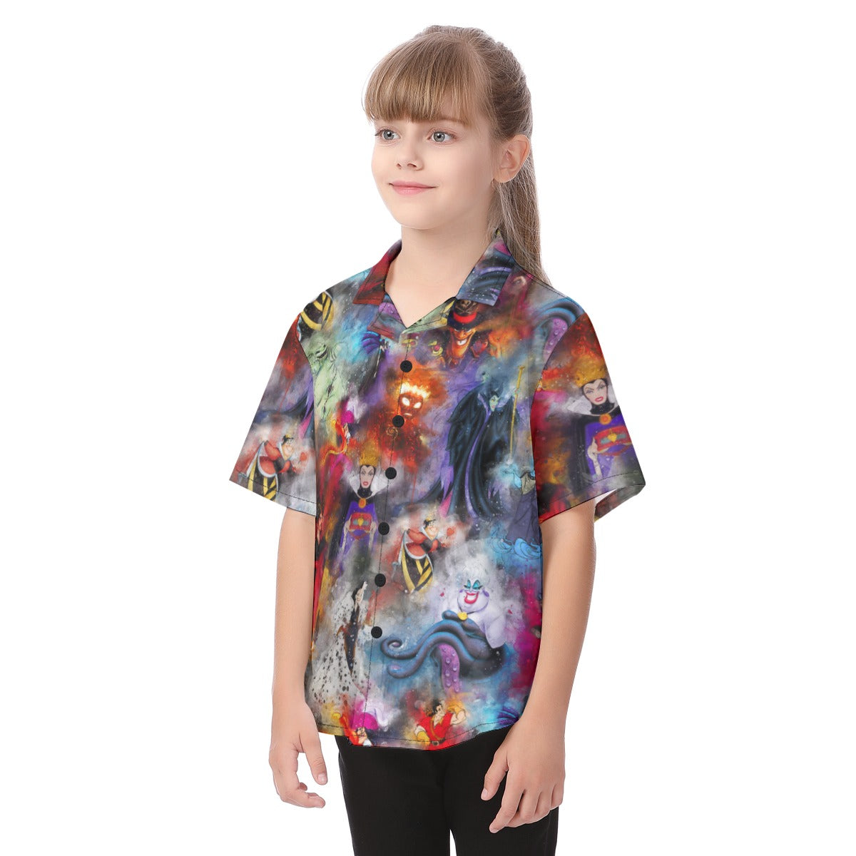 Watercolor Wicked Villains - Kid's Hawaiian Button Up Shirt