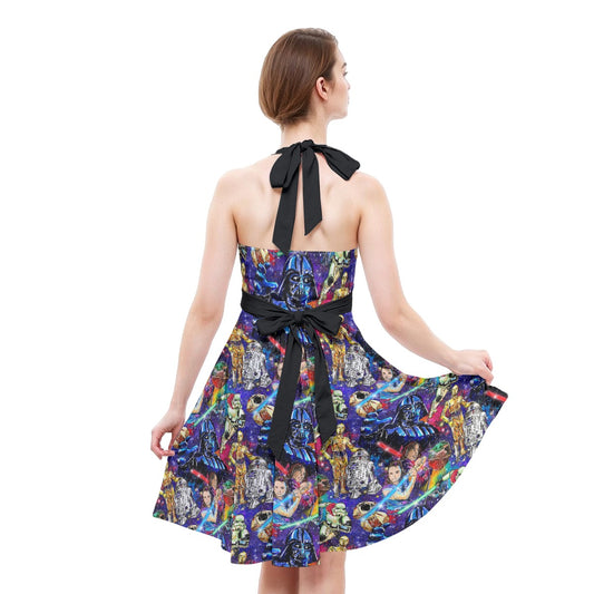 Galaxy Saga - Women's Halter Vintage Pocket Dress