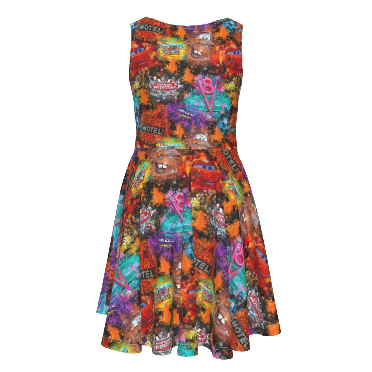 Watercolor Racing Adventure - Kid's Sleeveless Skater Dress