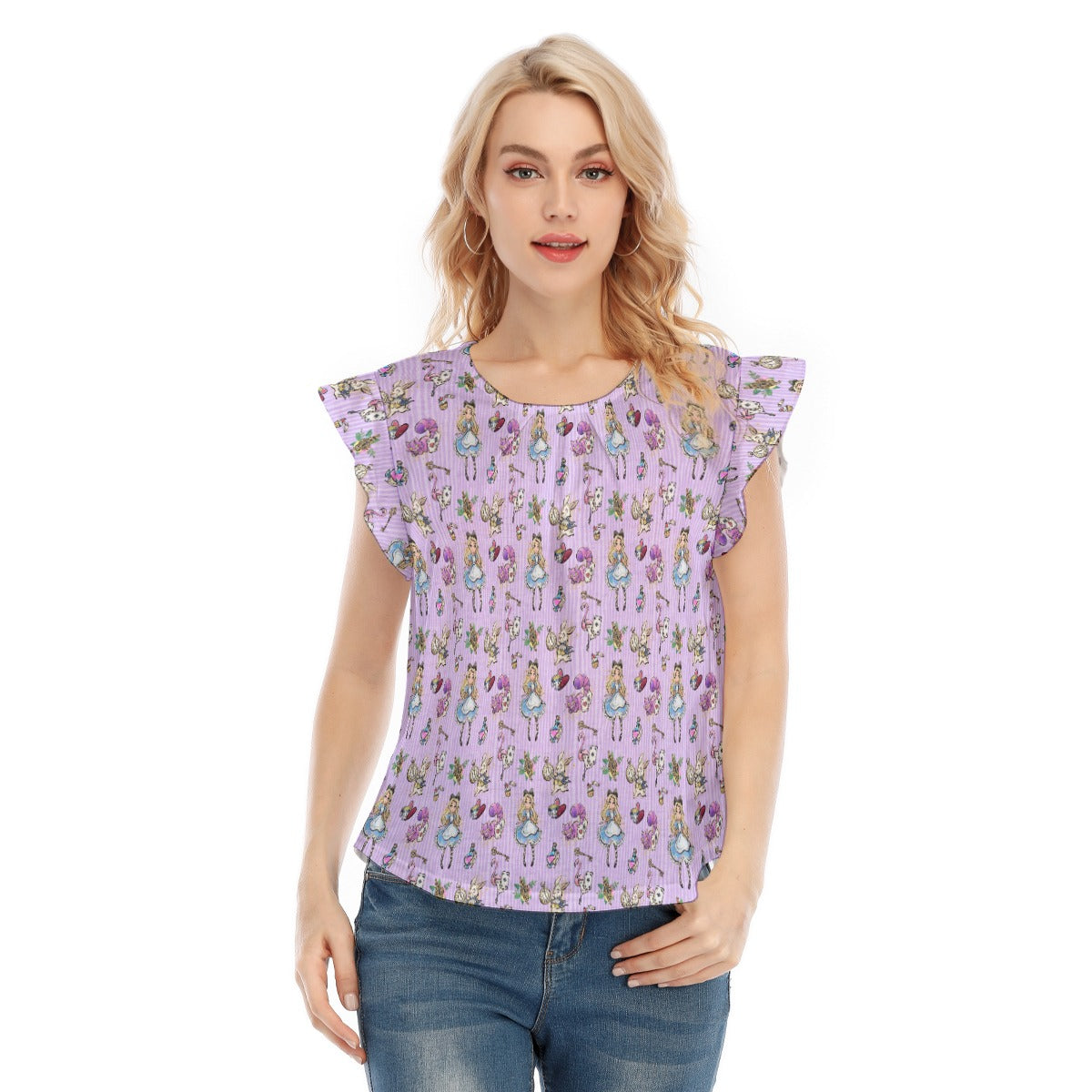 Whimsical Curious Adventure - Women’s Flutter Sleeve Top