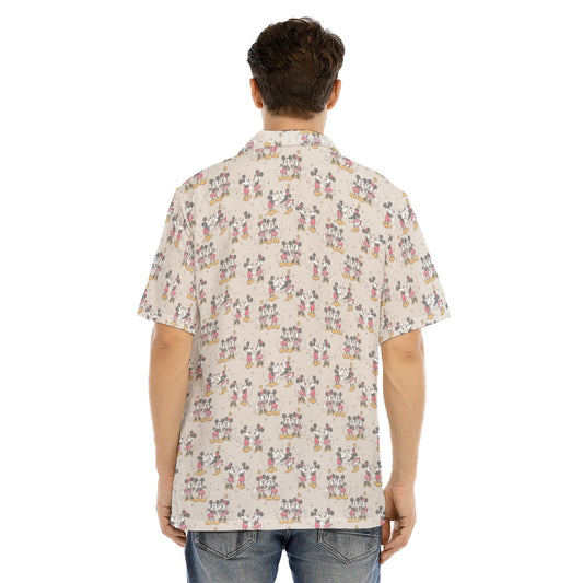 Retro Mouse & Partner - Men's Hawaiian Button Up Shirt