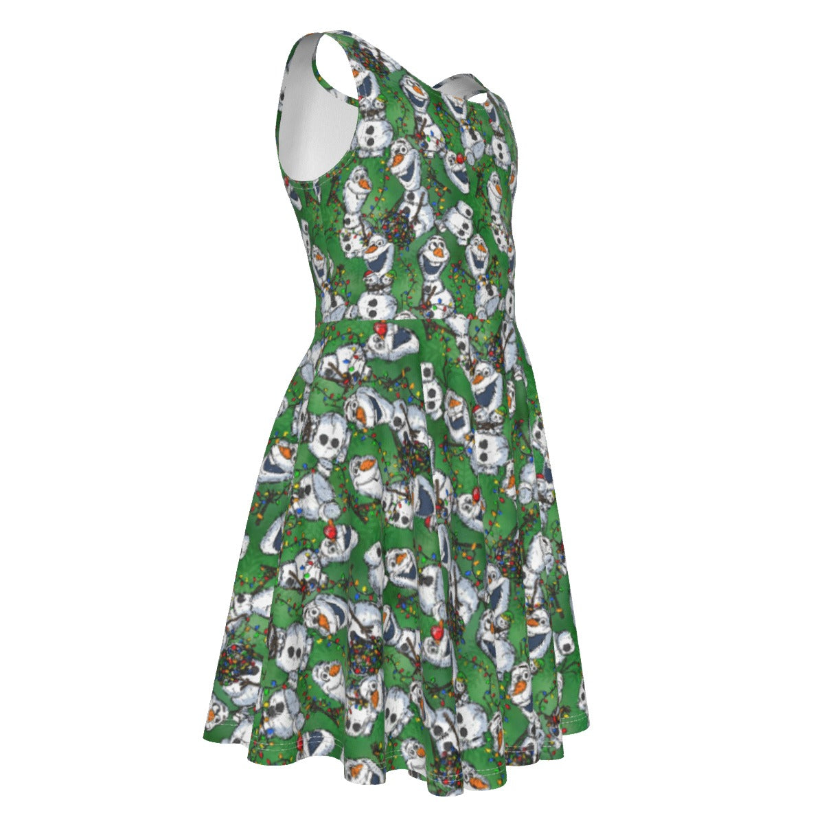 Sketched Snowman Christmas - Kid's Sleeveless Skater Dress