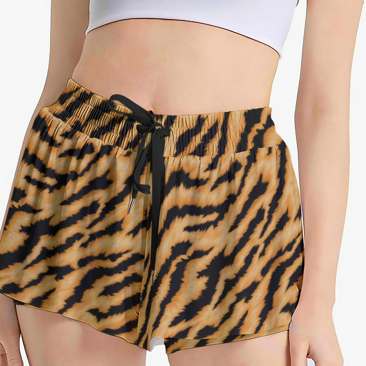 Animal Print - Tiger - Women's Flowy Pocket Shorts