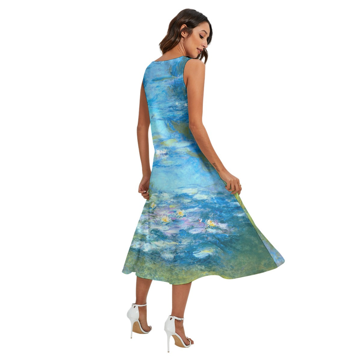 Monet Water Lillies - Women’s Diagonal Pocket Midi Dress