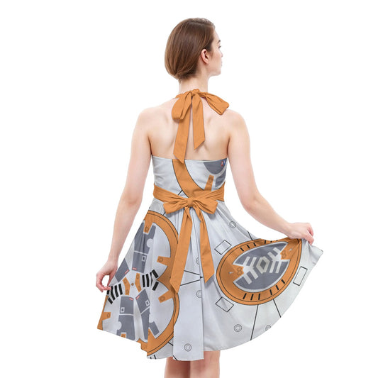 Little Round Droid - Women's Halter Vintage Pocket Dress