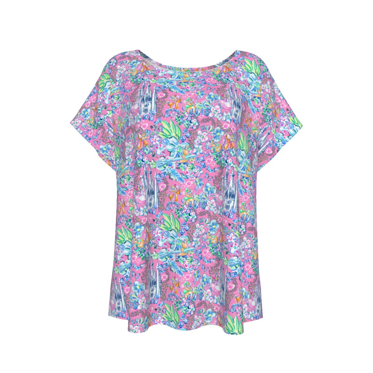 Bright Tropical Dreams - Enchanted Squeaky Helpers - Women’s Relaxed Fit Scoop Tee