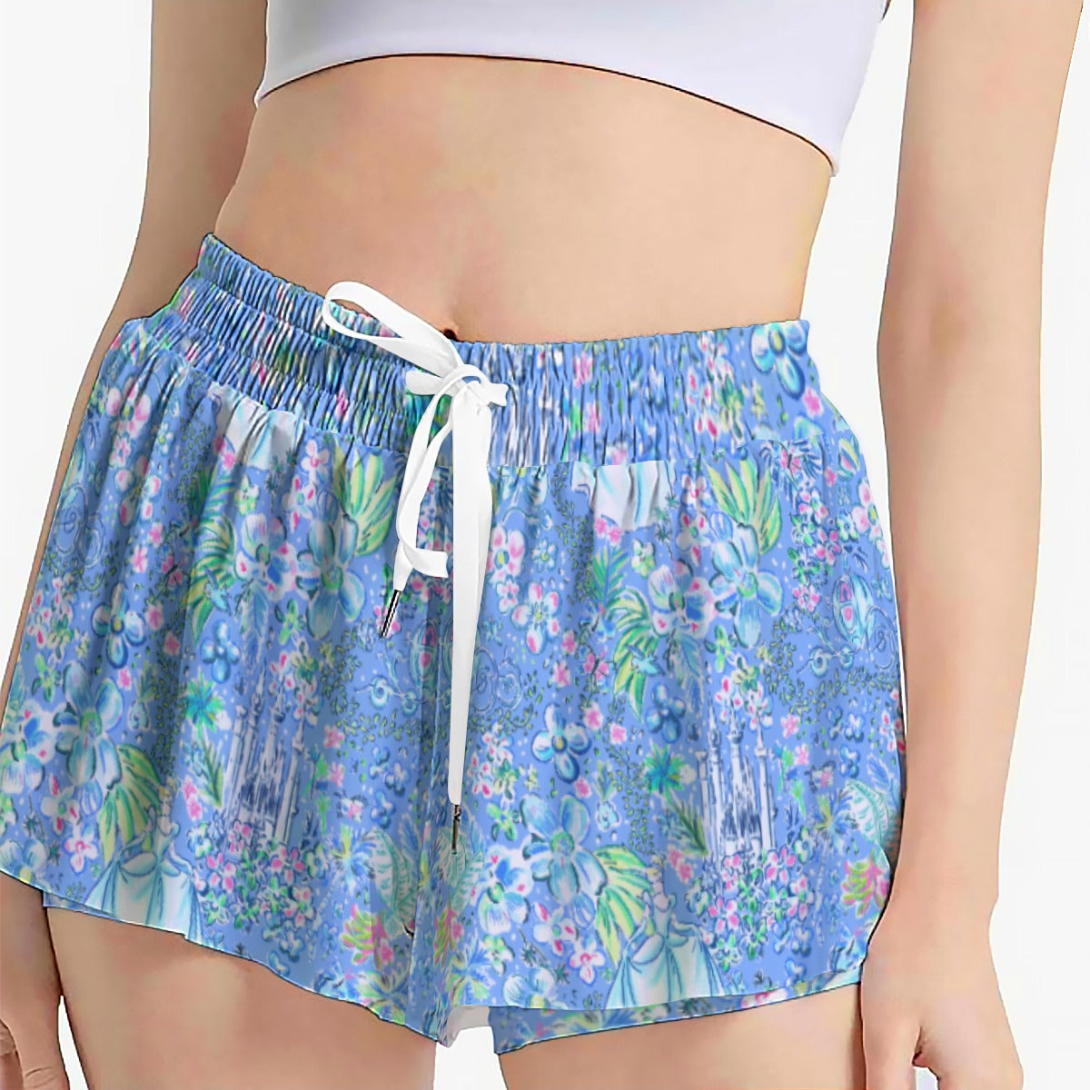 Bright Tropical Princess - Royal Beach Day - Women's Flowy Pocket Shorts