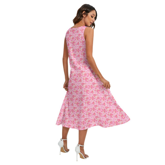 Summer Fruits - Watermelon - Women’s Diagonal Pocket Midi Dress