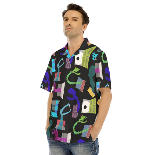Monsters in Closets - Men's Hawaiian Button Up Shirt