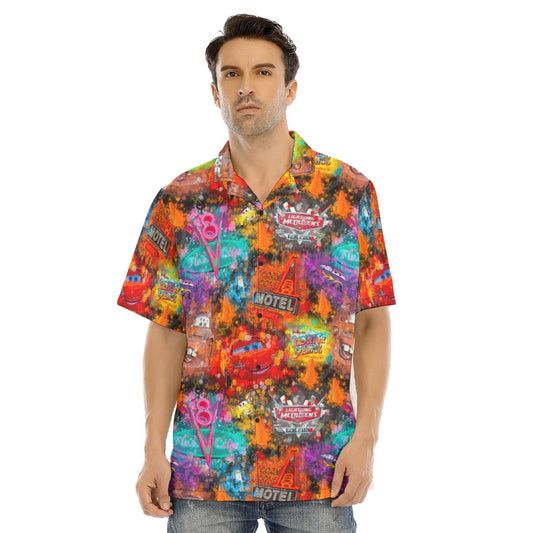 Watercolor Racing Adventure - Men's Hawaiian Button Up Shirt