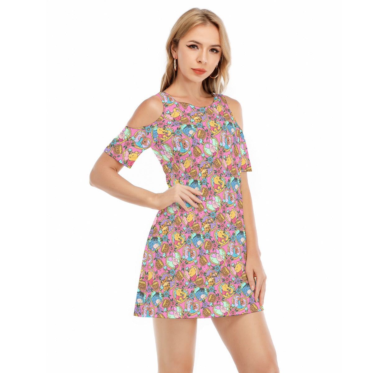 Tattoo Hearts Woodland Friendsends - Women's Cold Shoulder Cotton Dress