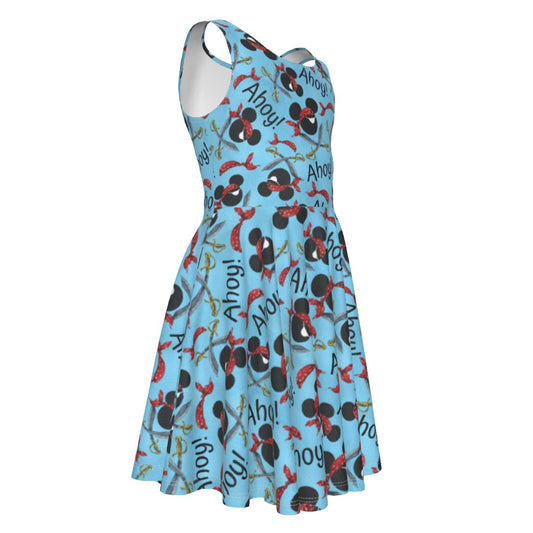 Pirate Mouse Ahoy! - Kid's Sleeveless Skater Dress
