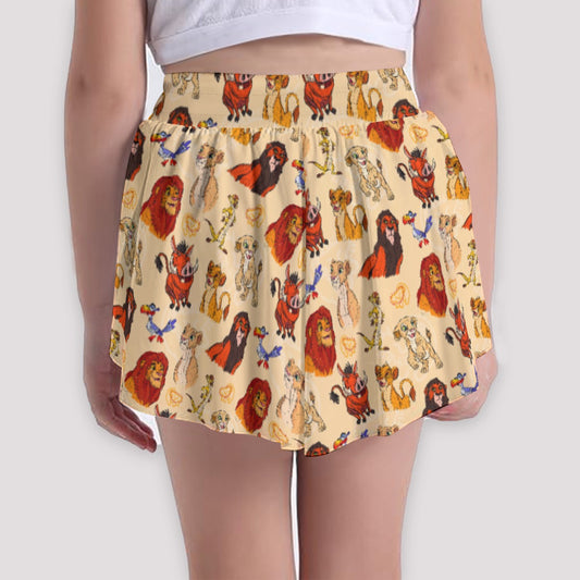 Sketched Savanna Friends - Girls’ Flowy Pocket Shorts