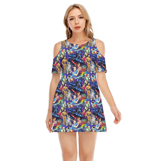 Galaxy Saga - Women's Cold Shoulder Cotton Dress