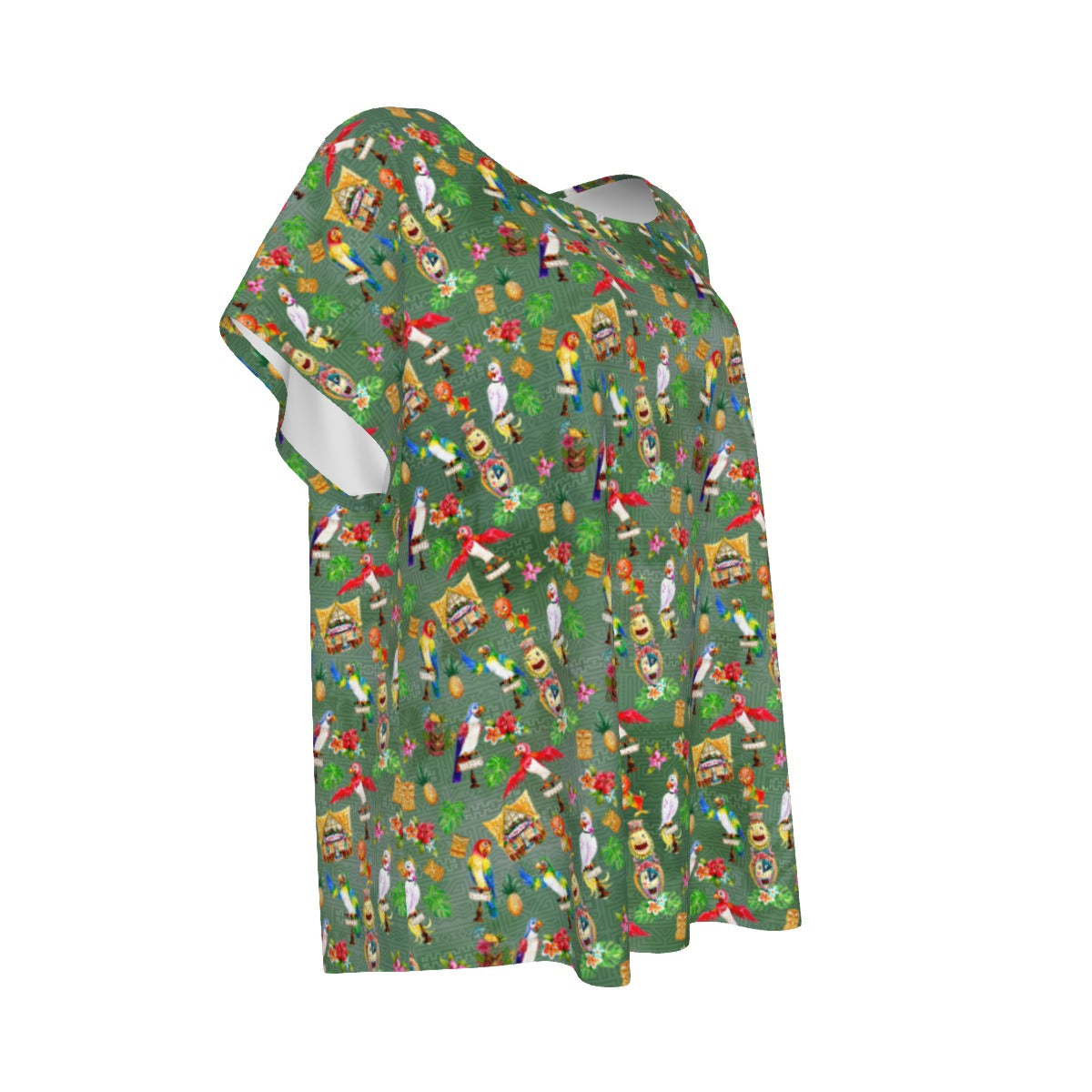 Orange Bird & Tiki Friends - Women’s Relaxed Fit Scoop Tee