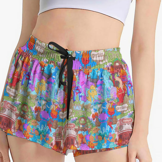 Element City Scene Collage - Women's Flowy Pocket Shorts
