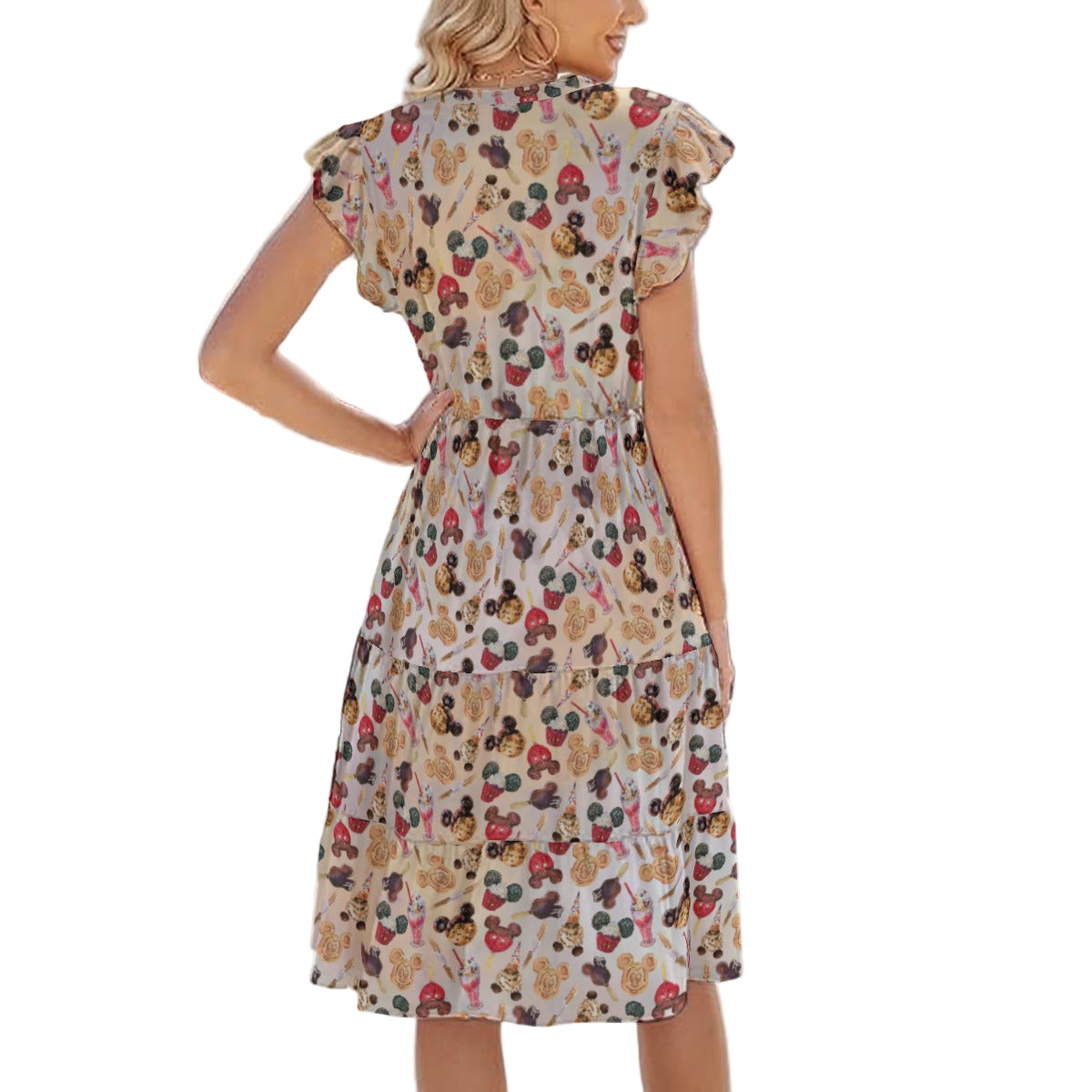 Mouse Snack Treats - Women's Tiered Pocket Midi Dress