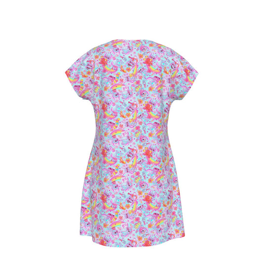 Neon Rainbow Mischief - Women's T-Shirt Dress