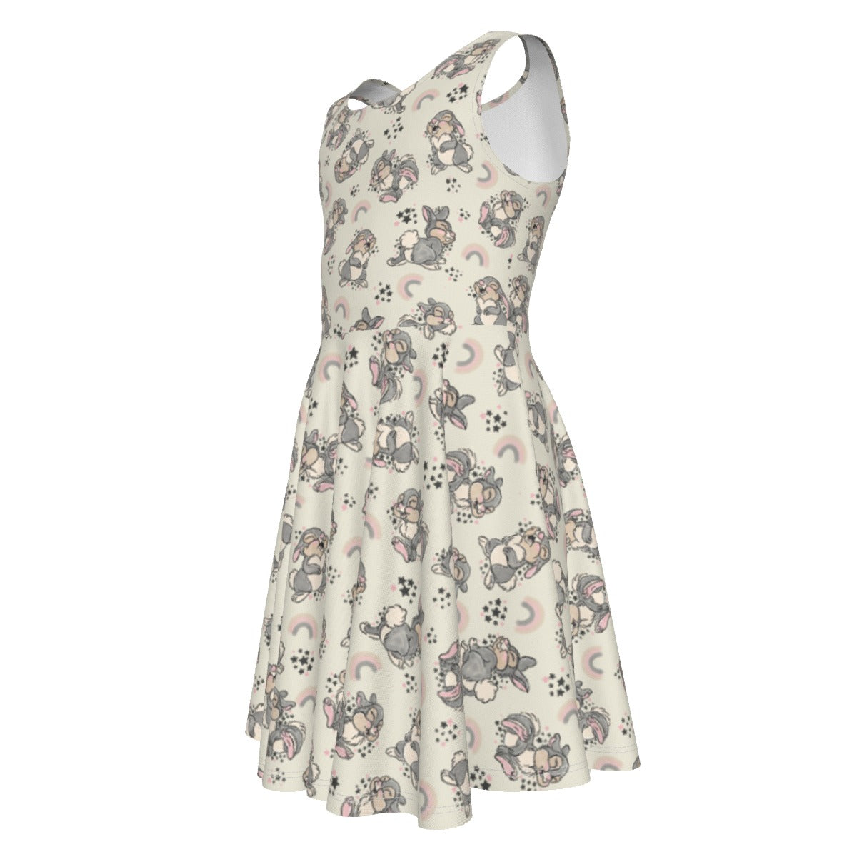 Bouncy Bunny Bliss - Kid's Sleeveless Skater Dress